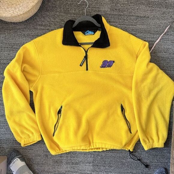 Vintage Tri-Mountain Yellow Half Zip Fleece Pullover with Embroidered Front Logo - Picture 6 of 15